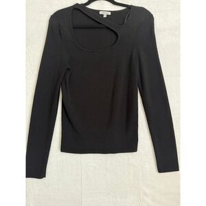 White Birch Black Cutout Neck Long Sleeve Top Women's XL NWOT Form fitting